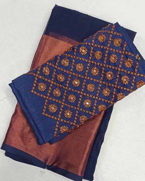 Plain saree with blouse design  uploaded by Raj Saree Palace on 3/28/2023