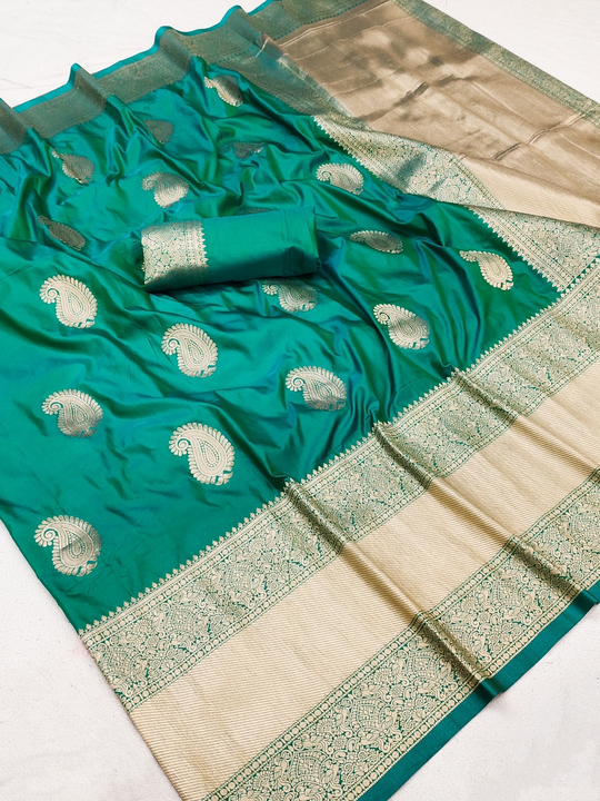 Dhananjay Creations:Soft Lichi silk saree with Beautiful zari weaving Pallu with Zari weaving Border uploaded by Dhananjay Creations Pvt Ltd. on 3/28/2023