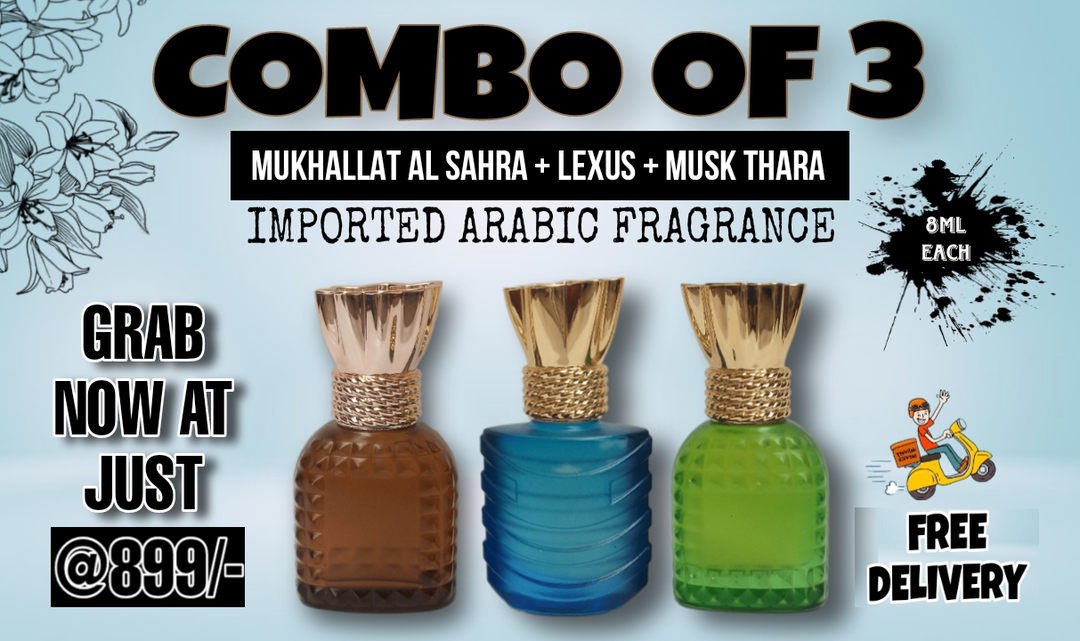 Combo of 3 imported Attar MUKHALLAT AL SAHRA+ LEXUS + MUSK THARA  uploaded by Dubai Fragrance on 3/28/2023