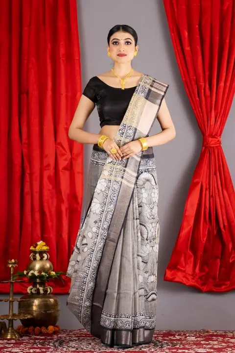100% pure lilen by linen degital print saree uploaded by A.A HANDLOOM BHAGALPURI on 3/28/2023