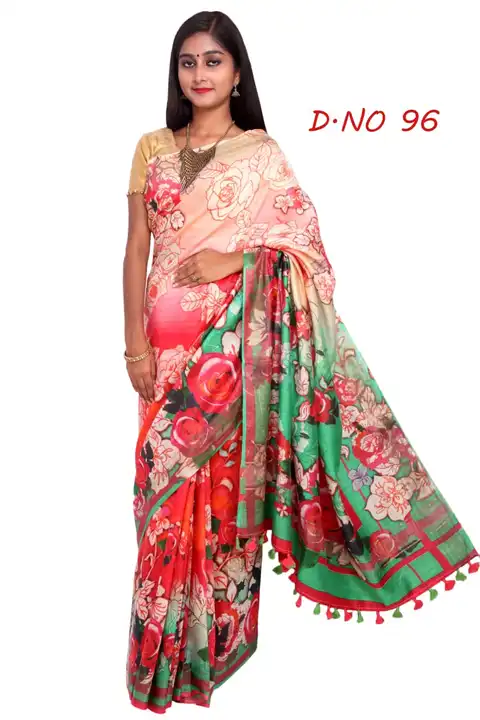 100% pure lilen by linen degital print saree uploaded by A.A HANDLOOM BHAGALPURI on 3/28/2023