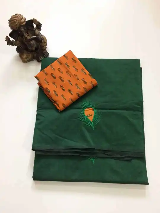 Post image *Southcottonmix applique work saree with self and contrast blouse 
For Booking pls