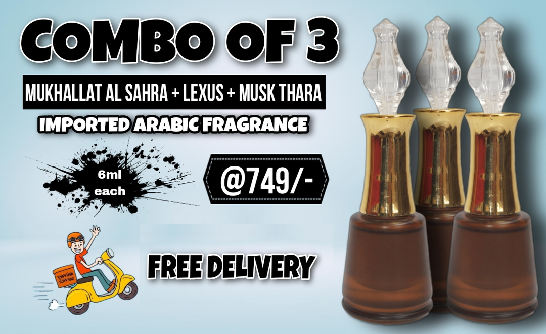 Combo of 3 imported Attar MUKHALLAT AL SAHRA + LEXUS + MUSK THARA  uploaded by Dubai Fragrance on 3/28/2023