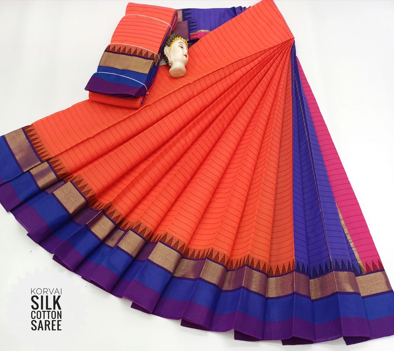 Korvai Silk Cotton Saree uploaded by THUKILAN TEX on 3/28/2023