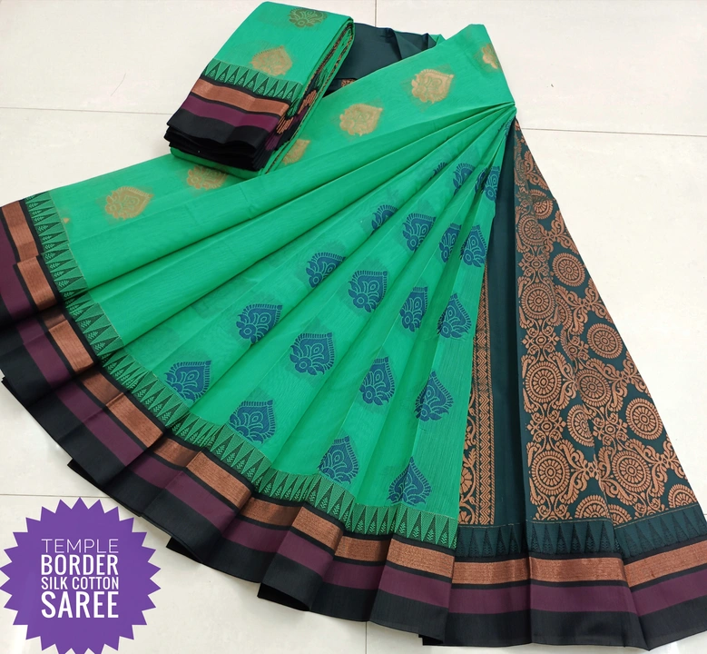 korvai Temple Border Silk Cotton Saree uploaded by business on 3/28/2023