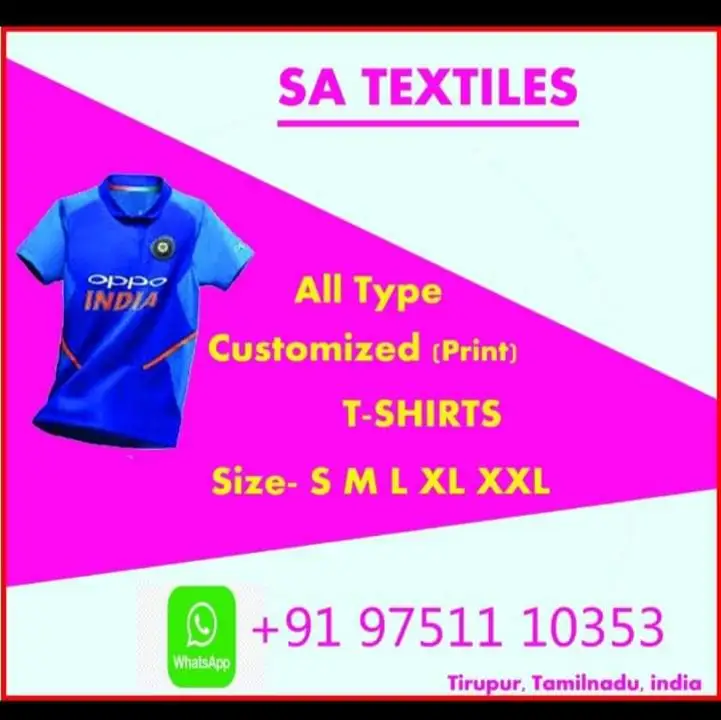 Post image Customized tshirt
All types fabric
On time delivery
Any multi colour
Any multi design