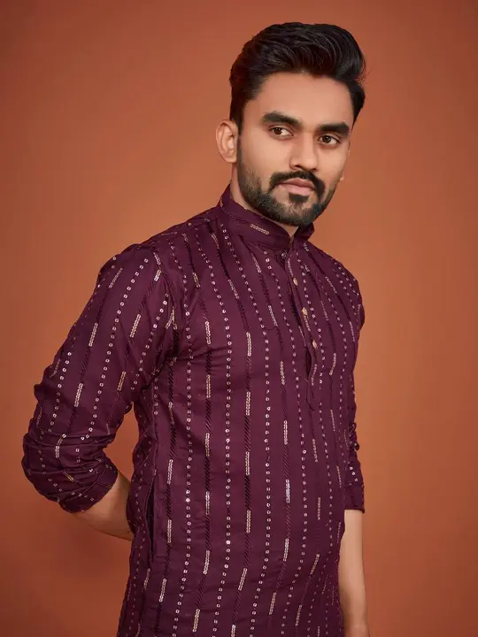 Man's Cotton kurta with payjama*Sequance Embrodery kurta* uploaded by NIVA CREATION on 3/28/2023