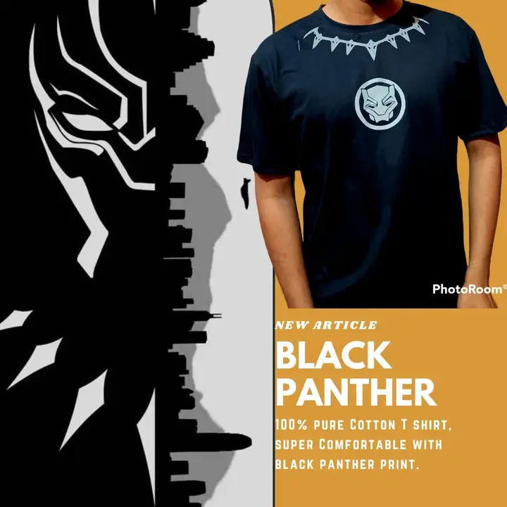Men's Cotton Black panther printed T shirt uploaded by SGE FASHION on 3/28/2023