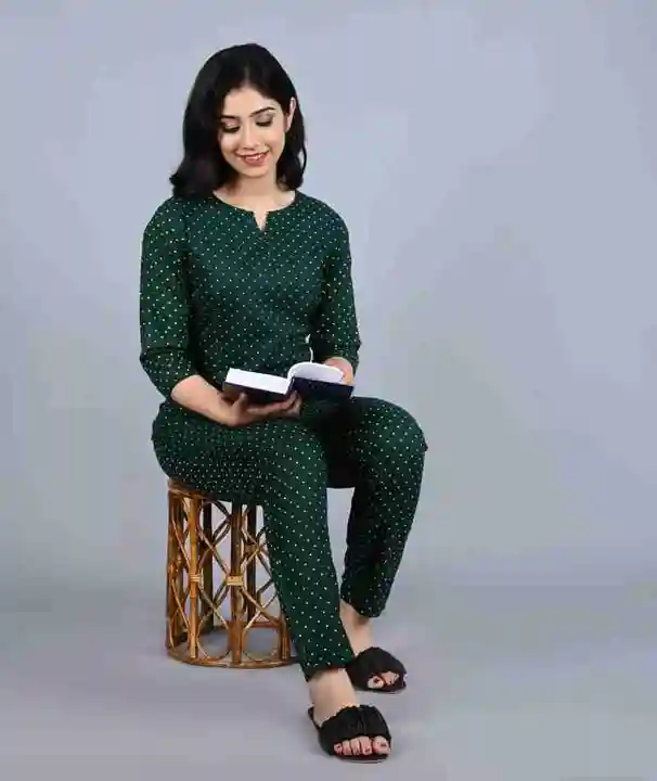 Product image of Green dot print night suit , price: Rs. 260, ID: green-dot-print-night-suit-7aee25a6