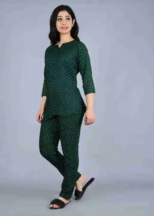 Green dot print night suit  uploaded by Jaipuri disign  on 3/29/2023