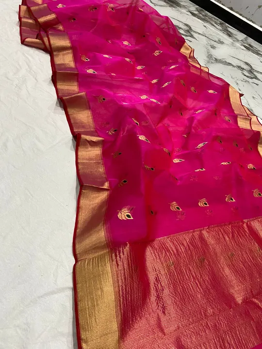 fancy mina buta chanderi saree uploaded by Virasat kala chanderi on 3/29/2023