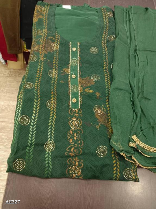 Masleen suit fabric with chiffon dupatta  uploaded by AAR ENTERPRISES on 3/29/2023