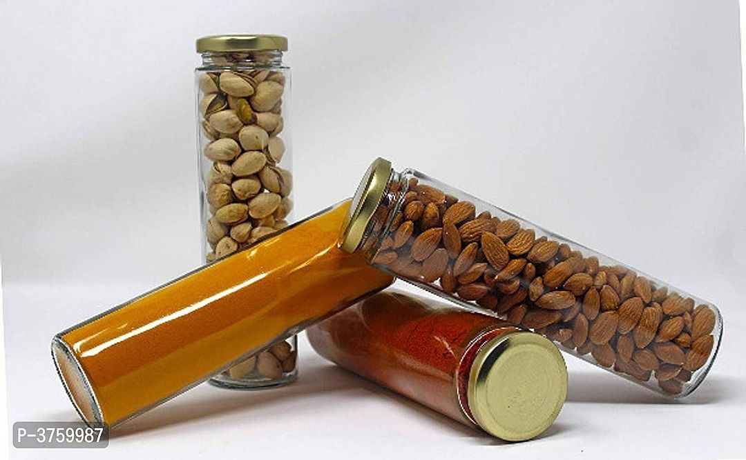 *Big Bamboo Glass Jar & Container with Air Tight Gold Metal Lid, Grocery, Dry Fruit, Spice 500 ml St uploaded by My Shop Prime on 7/10/2020