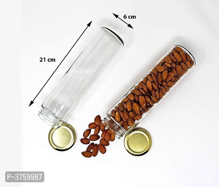 *Big Bamboo Glass Jar & Container with Air Tight Gold Metal Lid, Grocery, Dry Fruit, Spice 500 ml St uploaded by My Shop Prime on 7/10/2020