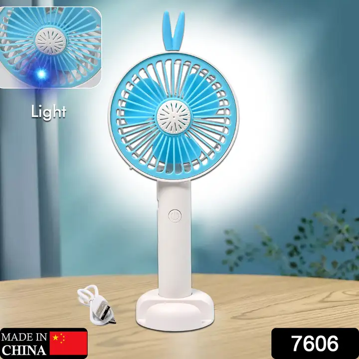 7606 Mini Portable Hand Fan USB Rechargeable Fan With Led Light Fan for Indoor and Outdoor Use by Wo uploaded by DeoDap on 3/29/2023