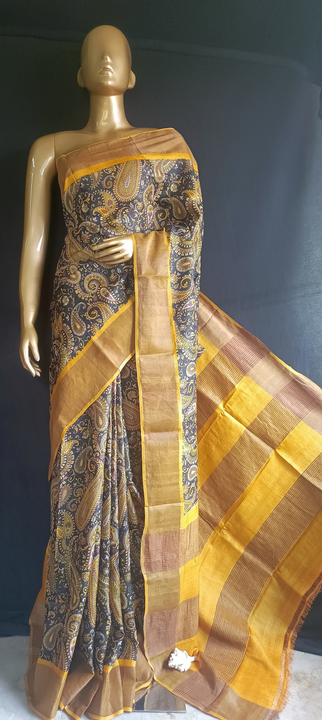 Zari Broder Tassar Saree with Contrast blouse pc  uploaded by Fashion flower's on 3/29/2023