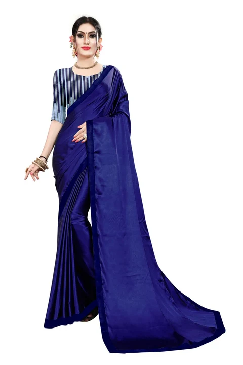 Neavy blue satin silk saree uploaded by Ishita Enterprise on 3/29/2023