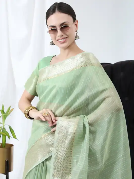 Linen silk saree uploaded by VARDHAK COLLECTION  on 3/29/2023