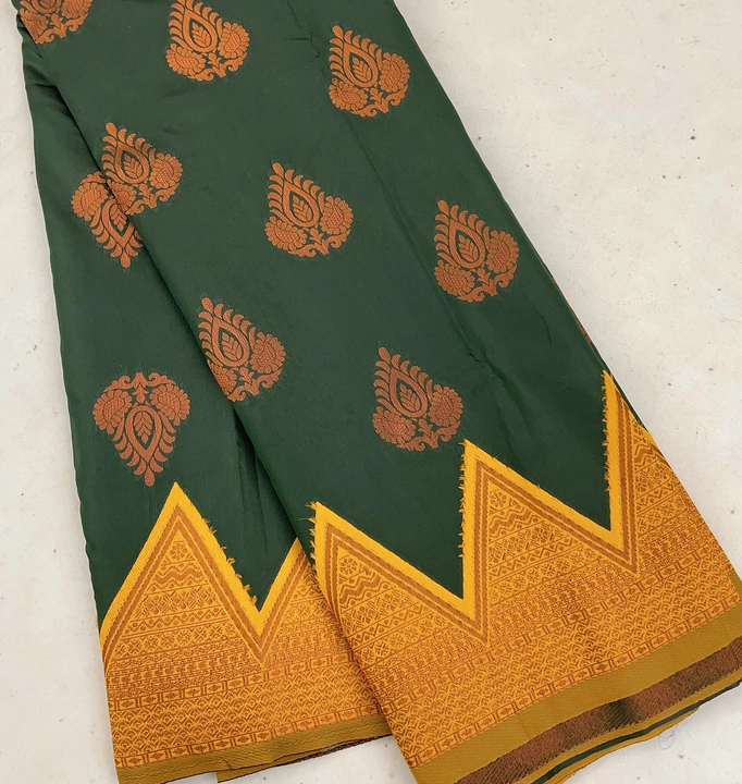 Saree Kanjivaram silk saree copper jari design with attractive blouse piece  uploaded by SHREEJI CREATION on 3/29/2023