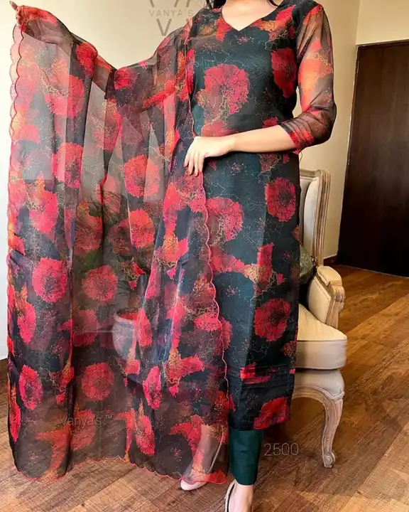 Organza floral print kurta with crep lining inside paired with pant and dupatta  uploaded by B S Creation on 3/29/2023