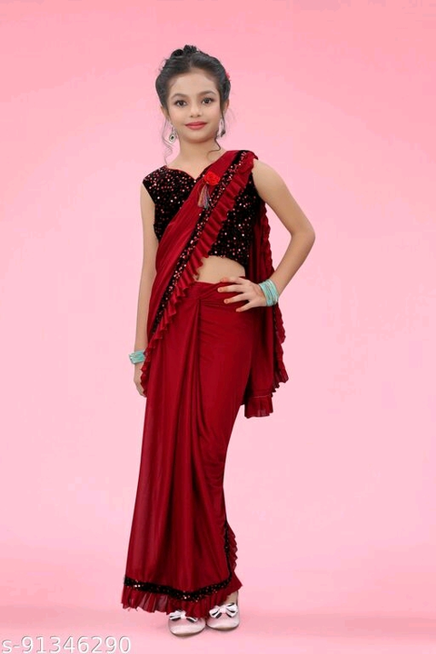 Kids saree size 5to6 7to8  8to9 10to11 12to13  year all size available  uploaded by Fashion vogue on 3/29/2023