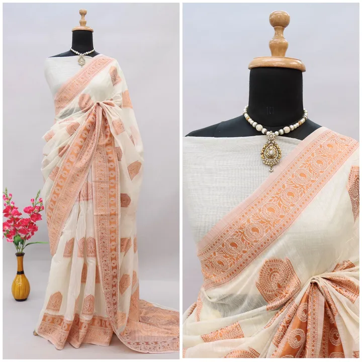 cotton Art Silk  Saree With Unstitched Blouse For Women Wedding Wear Party and running use also uploaded by Mukesh creation  on 3/29/2023