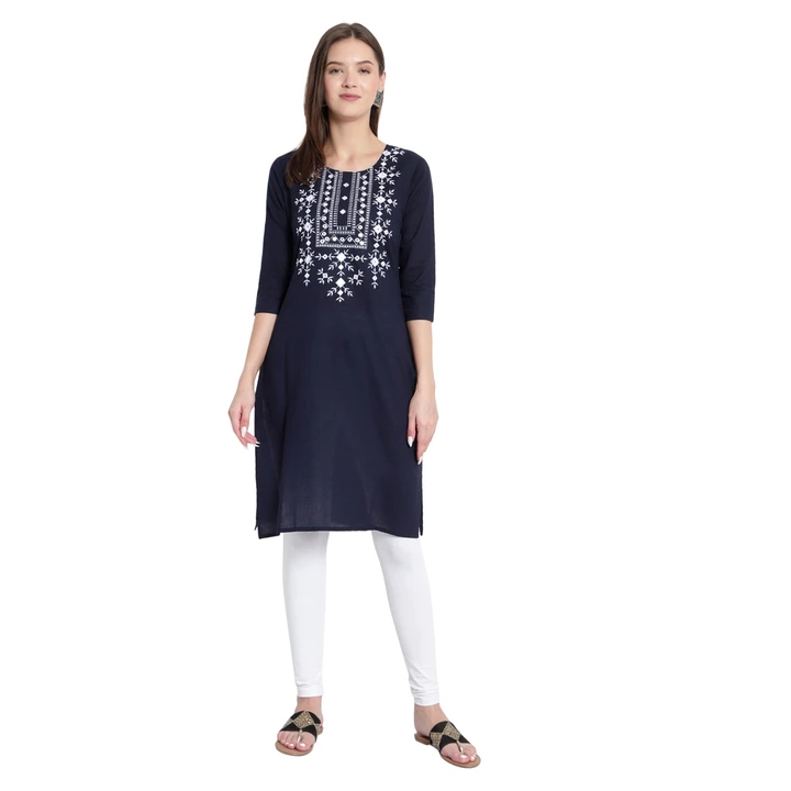 Kurti for women and girls cotton fabric embroidery kurti  uploaded by business on 3/29/2023