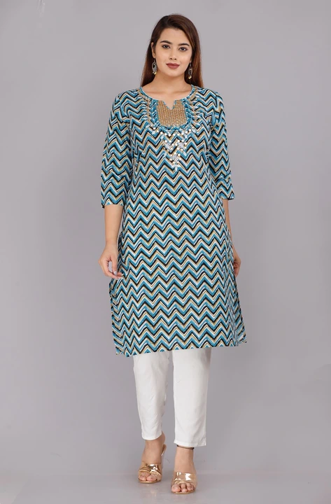 Kruti for women and girls cotton printed embroidery kurti  uploaded by Genade on 3/29/2023