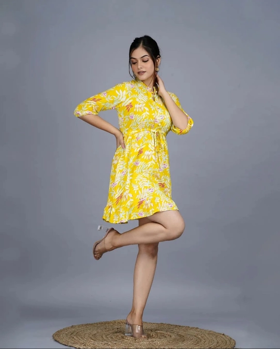 Yellow Short Dress uploaded by S R Fashion on 3/29/2023