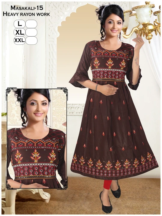 Kurtis fancy heavy work designer stylish long ghera belselves embrodiery printed All type availble uploaded by Radha Creation , Maira sales for Readymade items on 3/29/2023