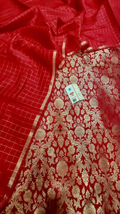Banarasi silk katan broket kimkhab suits    top 2.5 miters silk kimkhab weaving with zari    dupatta uploaded by Seraji Sarees on 3/29/2023