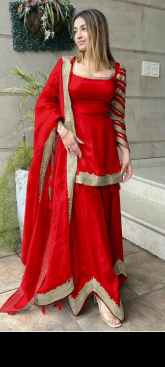 Catalog Name: *Sharara suit 2 colour red n black*

\n\n*Fabrics Detail*\n*Top*\n*Top Fabrics* :Faux  uploaded by Sonam karan fashion superior on 3/29/2023