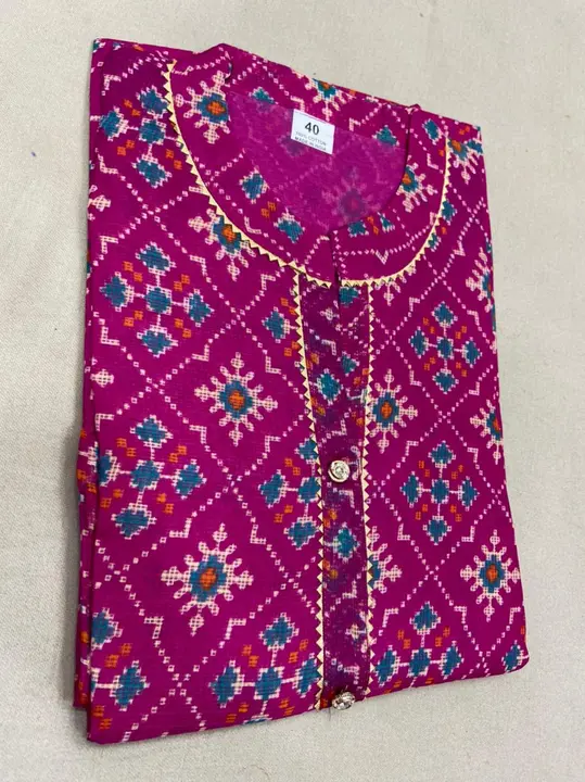 New launch kurti
Fabric Kota doriya 
Size l xl xxl 
Lenght 42 
Don’t ask for open picture 
 uploaded by Gotapatti manufacturer on 3/29/2023
