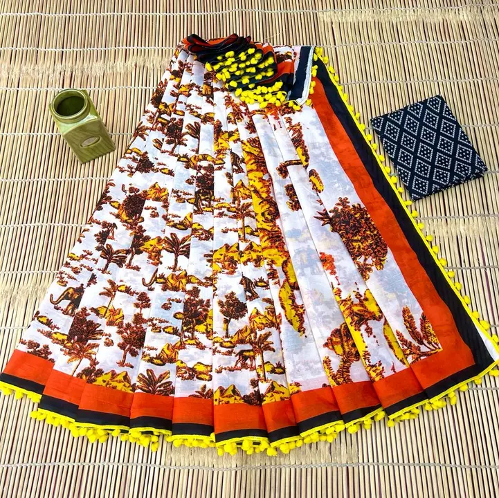 Bagru Block Print Cotton mulmul sarees with blouse uploaded by Gajraj Fashion on 3/30/2023
