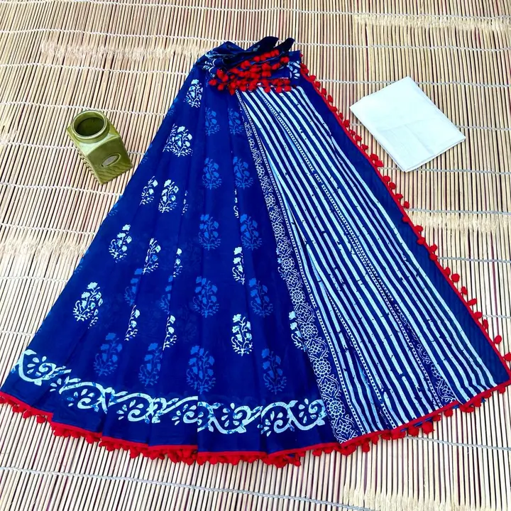 Bagru Block Print Cotton mulmul sarees with blouse uploaded by business on 3/30/2023