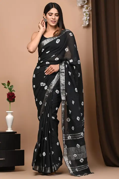Sarees with blouse  uploaded by Ashoka bagru print on 3/30/2023