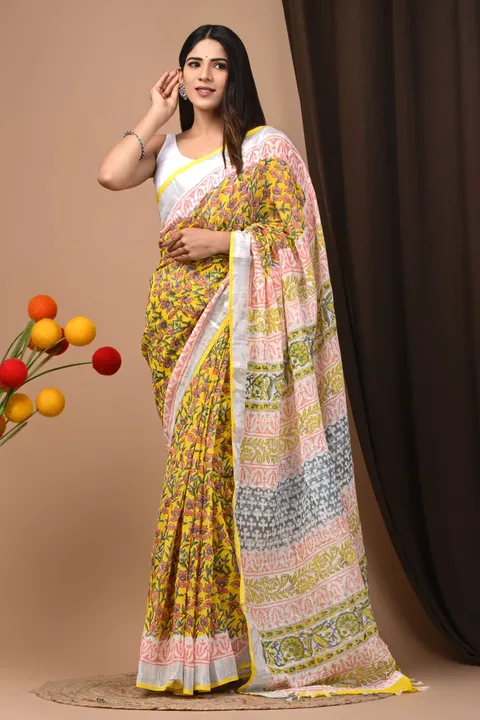 Sarees with blouse  uploaded by Ashoka bagru print on 3/30/2023
