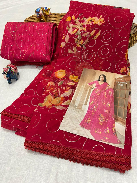 Georgette with floral print  uploaded by Krishna fashion on 3/30/2023