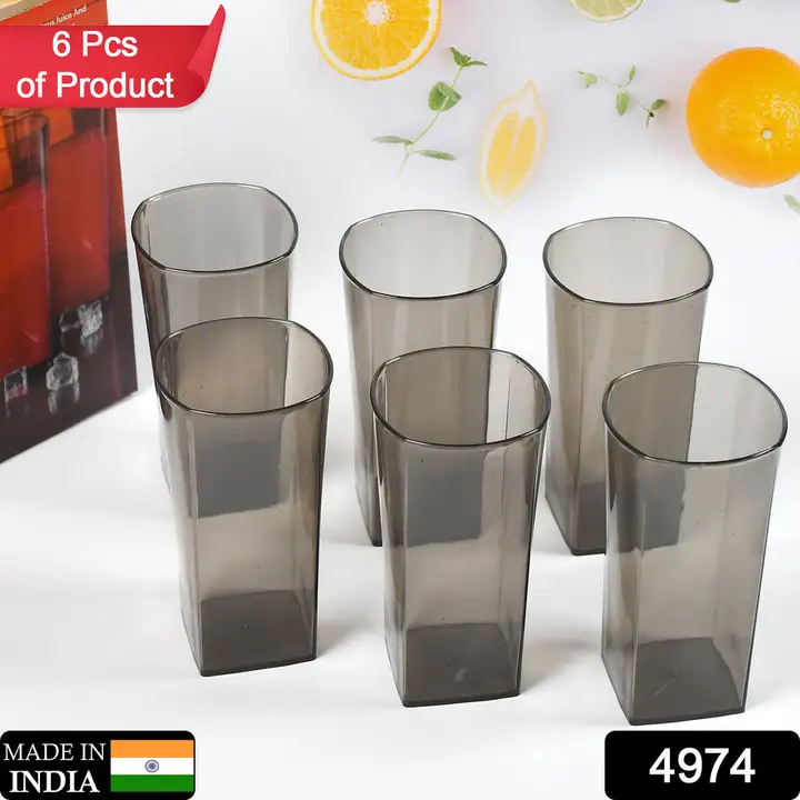 4974 Unbreakable Stylish Transparent Square Design Water/Juice/Beer/Wine Tumbler Plastic Glass Set ( uploaded by DeoDap on 3/30/2023