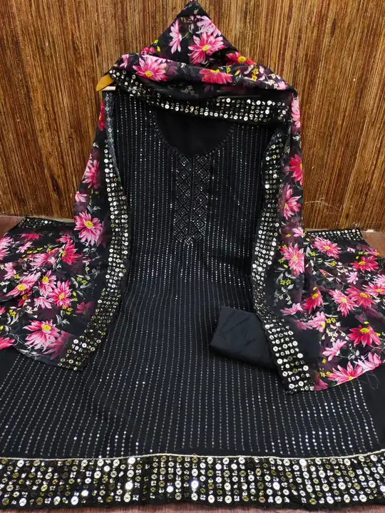 Fabric Details: 
Top Fabric :- *JORJAT* 
*MULTI SQUANCE WORK NECK+ ALLOVER*

BOTTOM +INNER  Fabric : uploaded by SHIVA ENTERPRISE on 3/30/2023