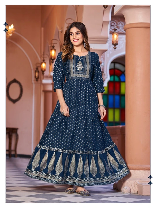 Exclusive Layer Gown with Foil Print  uploaded by Vihu fashion on 3/30/2023