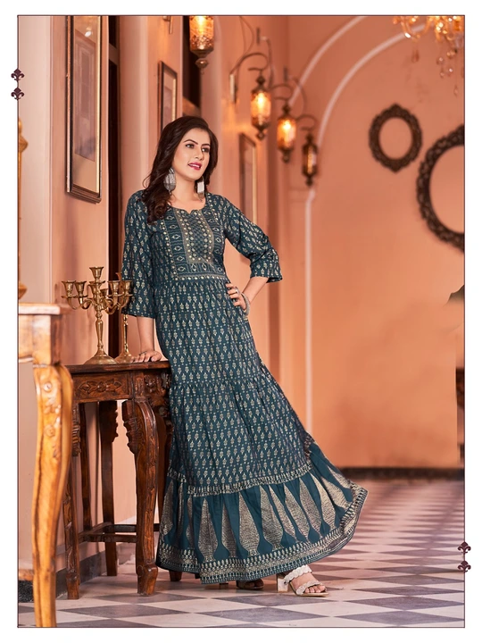 Exclusive Layer Gown with Foil Print  uploaded by Vihu fashion on 3/30/2023