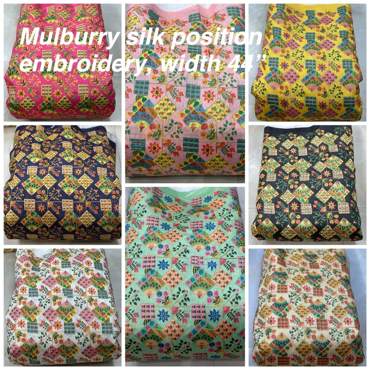 Mulburry silk position embroidery, width 44”💥💥 uploaded by Shri Paras Nath Textiles on 3/30/2023