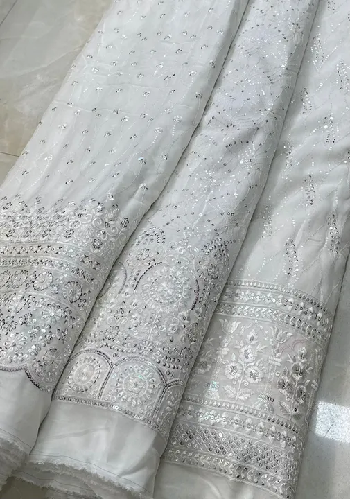 Georgette lakhnavi Embroidary, width 44”💥💥 uploaded by Shri Paras Nath Textiles on 3/30/2023