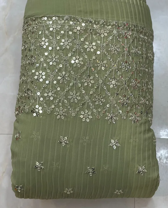 Georgette crush daman embroidery, width 44”💥💥 uploaded by Shri Paras Nath Textiles on 3/30/2023