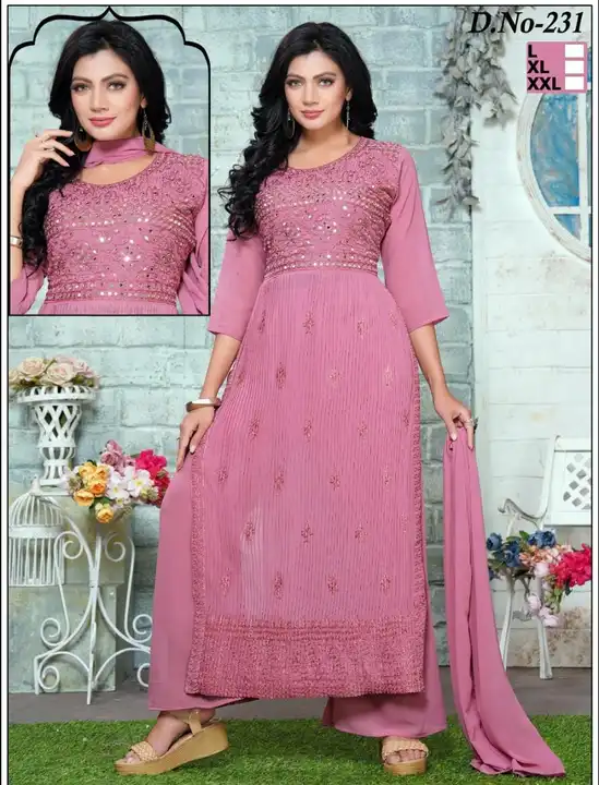 Georgette nayra with Siquence work full stich size L-XL-XXL  uploaded by Humera fashion on 3/30/2023