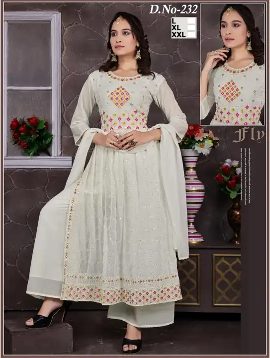 Georgette nayra with siquence work with full stich size L-XL-XXL  uploaded by Humera fashion on 3/30/2023