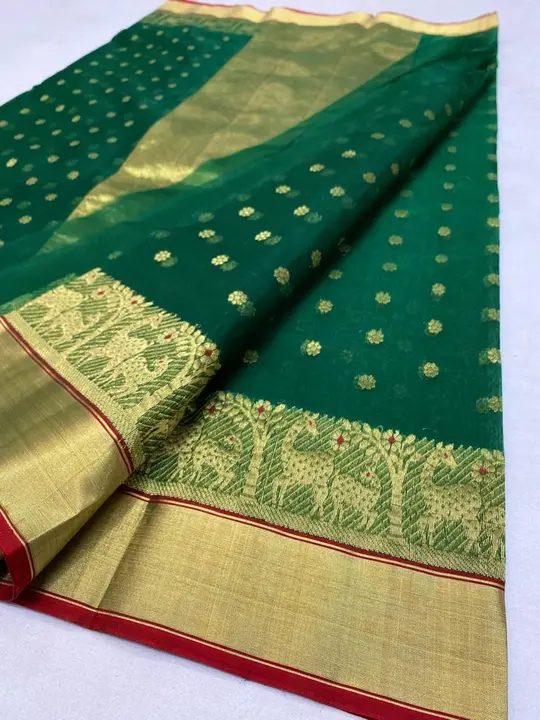 CHANDERI traditional handwoven pure katan silk handborder saree uploaded by WEAVER'S ORIGIN silk and Sarees on 3/30/2023
