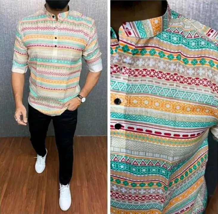 Product image of MEN'S NEWEST FULL SLEEVE PRINTED SHIRT KURTA, price: Rs. 299, ID: men-s-newest-full-sleeve-printed-shirt-kurta-469620ad