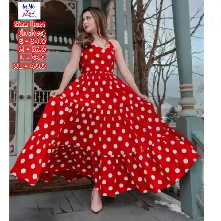 woimen polka long dress,red women dress uploaded by It's Me on 3/30/2023